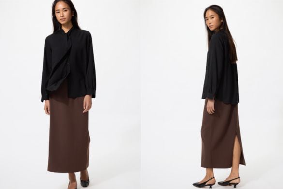  ユニクロ「クレープジャージーナロースカート」（公式サイトより）