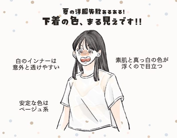 夏服　下着の色、丸見えです！問題