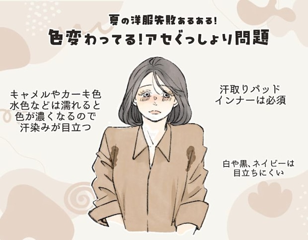 夏服　脇汗ぐっしょり！問題
