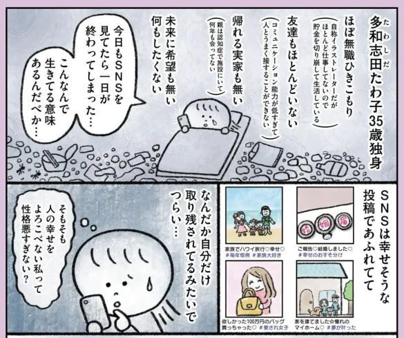  『生きるのがしんどい女が「幸せになれそうなこと」をやってみる話』（タワシ著、KADOKAWA）より