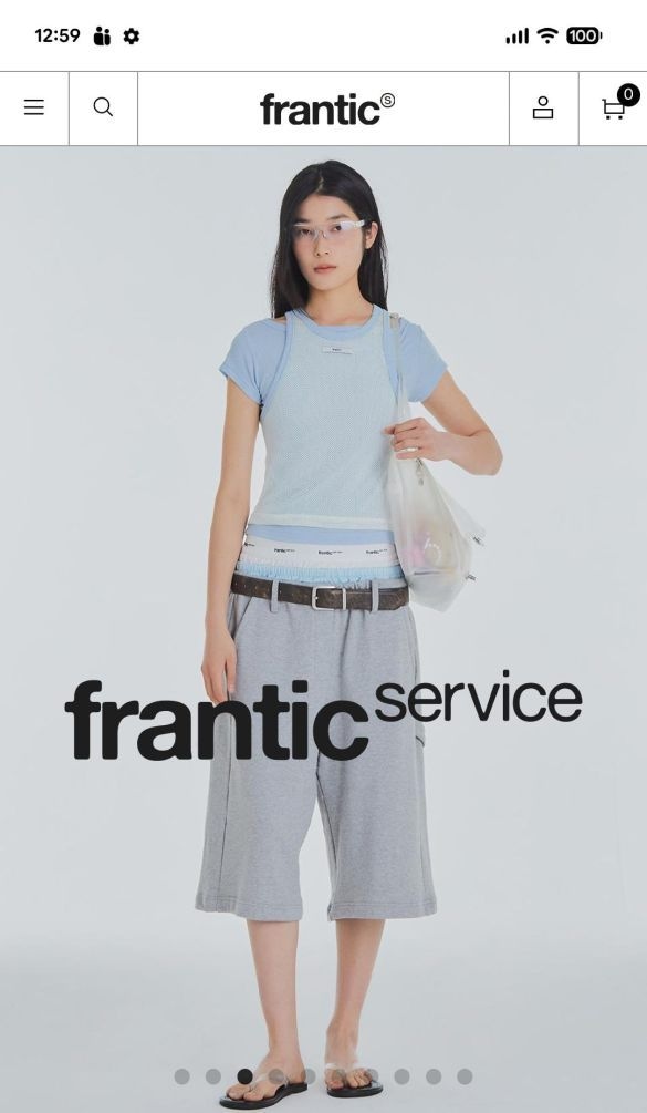  韓国のブランド「frantic service」オンラインショップのトップページより