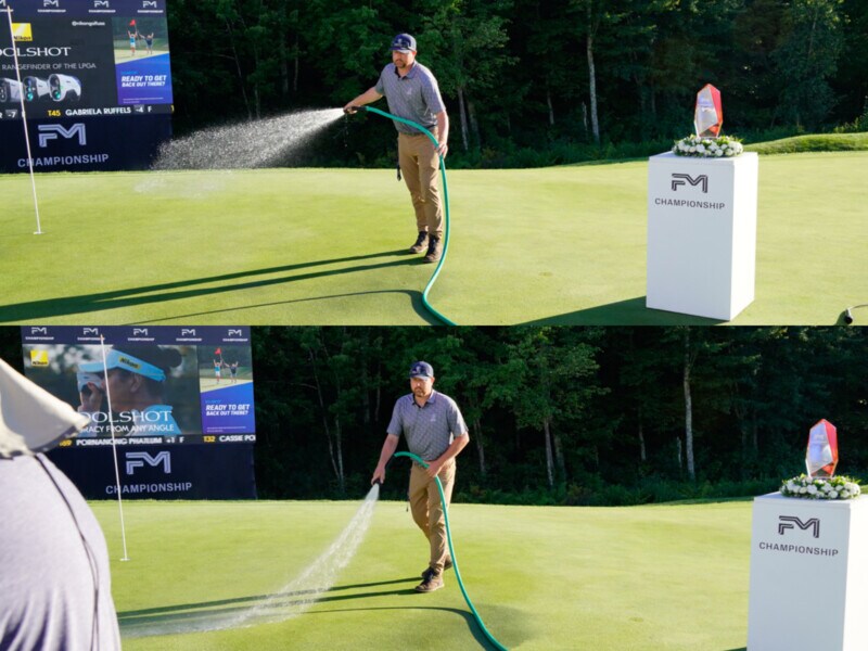 女子プロ、集中しすぎてハプニング！同伴者に平謝り