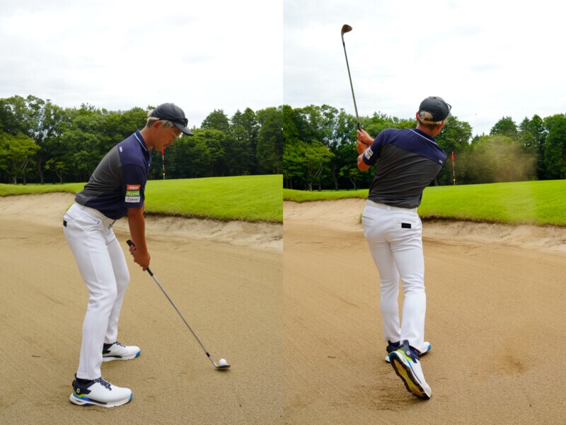 ピンから“遠いバンカー”からどう打つ？30ヤード離れた距離は「フェースを開いて…」