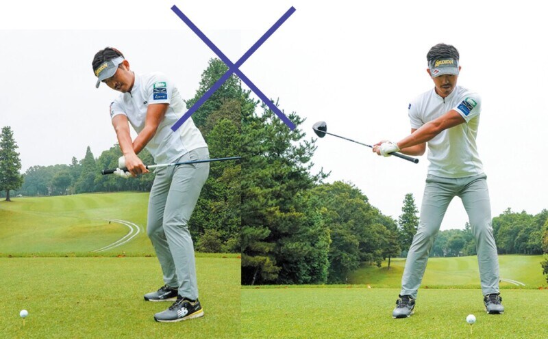 フェースの開閉は使うのはNG！グリップをお腹につけた素振りで感覚を養う