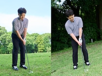 ツマ先上がり・下がりはどう寄せる？「アドレスを左足上がりに…」