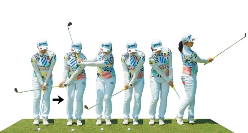 両足の幅で小さく体重移動すると手打ちにならない！アプローチのコツをレッスン