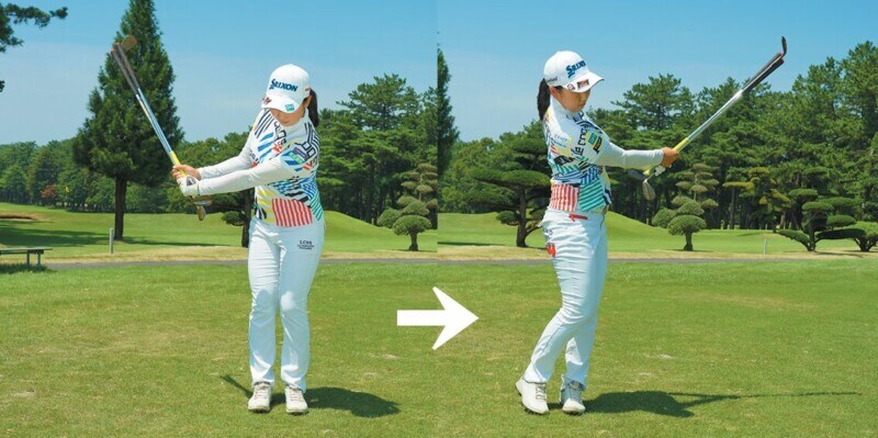 両足の幅で小さく体重移動すると手打ちにならない！アプローチのコツをレッスン