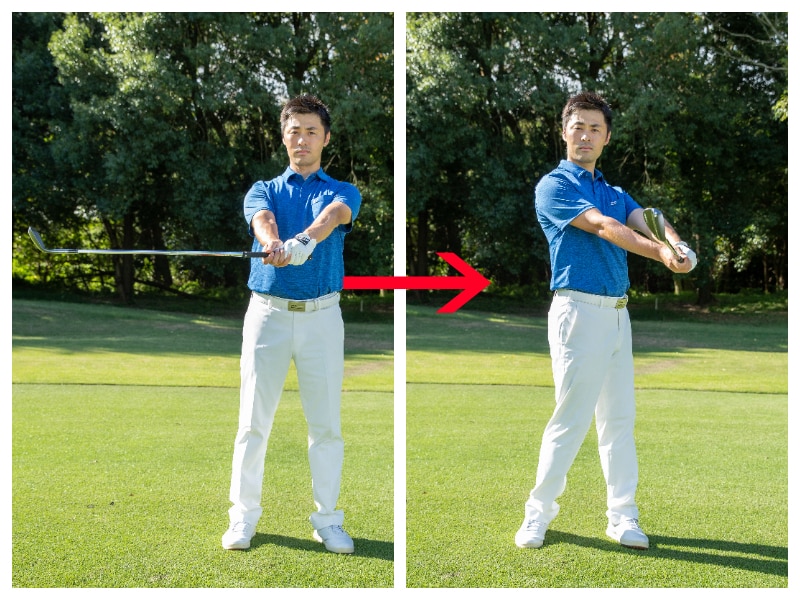 アプローチの方向性をアップさせるには？体の右側で打つ！