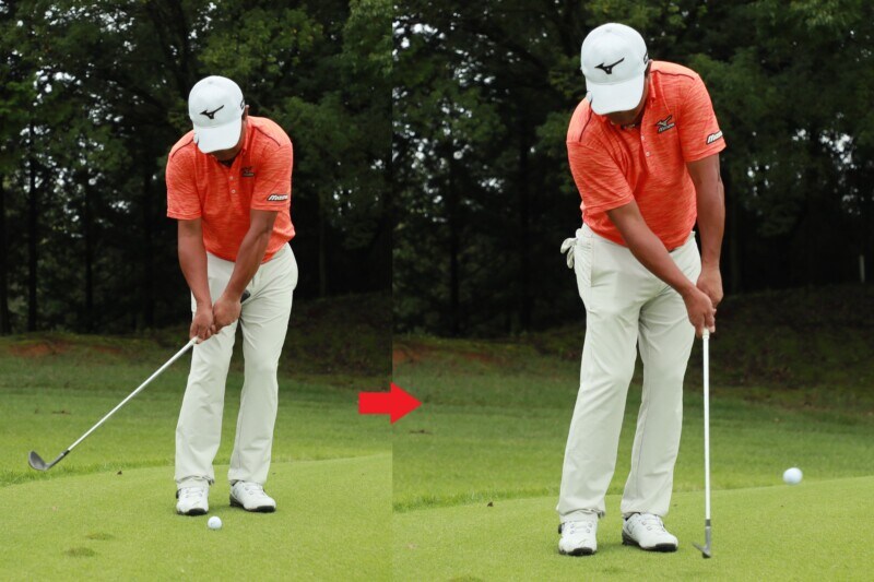 シニアプロの確実に寄せる方法！ヒジをゆるめて関節の硬さをカバー