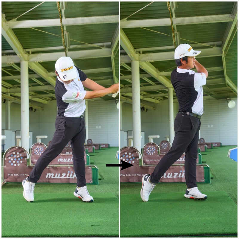 +10ヤードの飛距離アップテク！右足を止めずに回しながら振り抜く