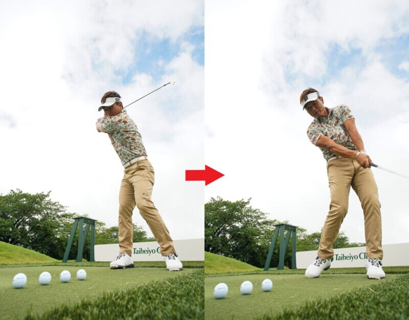 スイングのバランスを整えて飛距離アップ！練習法は「4個のボールを…」