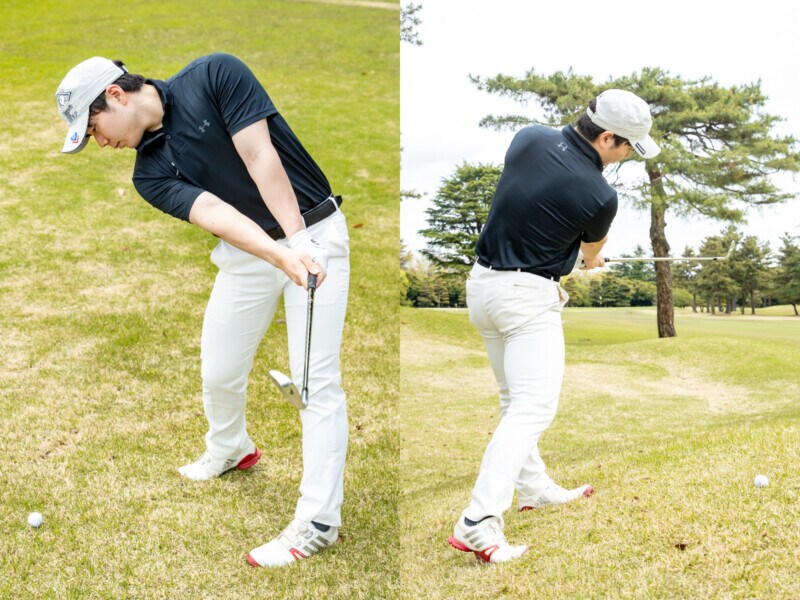 斜面からグリーンに乗せるコツを状況別で解説！あえて曲げるが正解