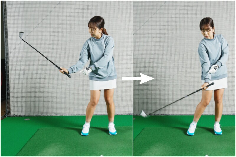 フックをすぐに直すドリルを紹介！RILL　右腕1本での連続素振りが効果アリ！