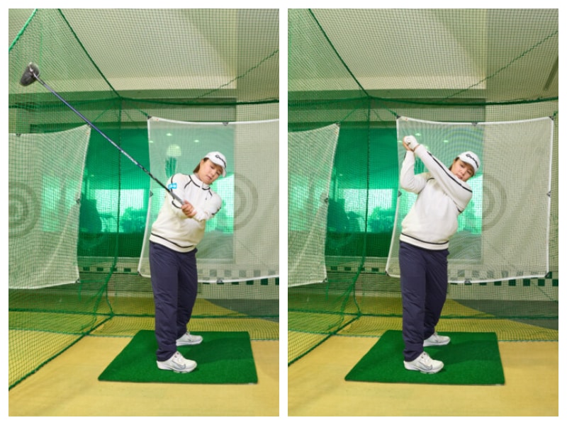 ドライバーの振り遅れを防ぐ方法！「クラブを立てながらバックスイング」と女子プロ