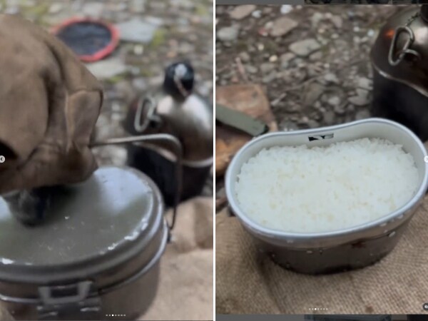 ソロキャンパー至福のドイツ軍メスキットで作る蒸気炊飯が無骨すぎる！