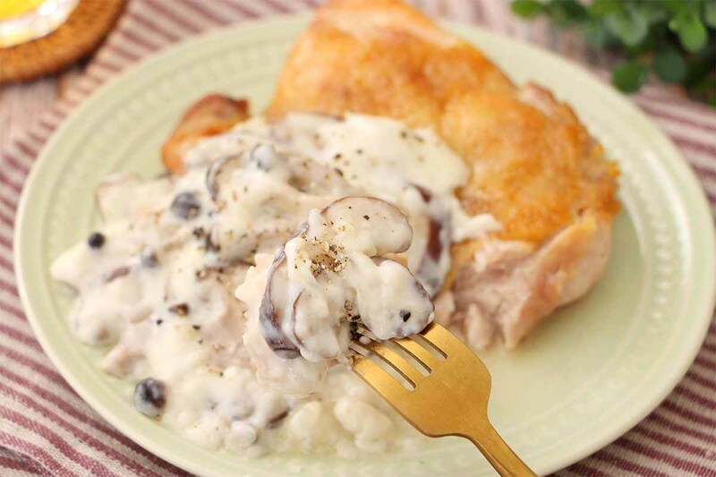 平野レミさん「きのこクリームチキン」