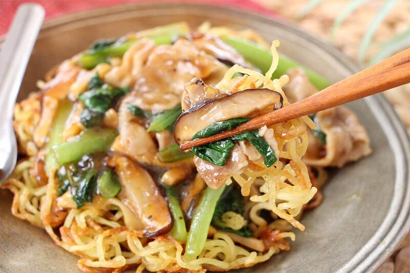 栗原はるみさん「豚肉と小松菜のあんかけ焼きそば」