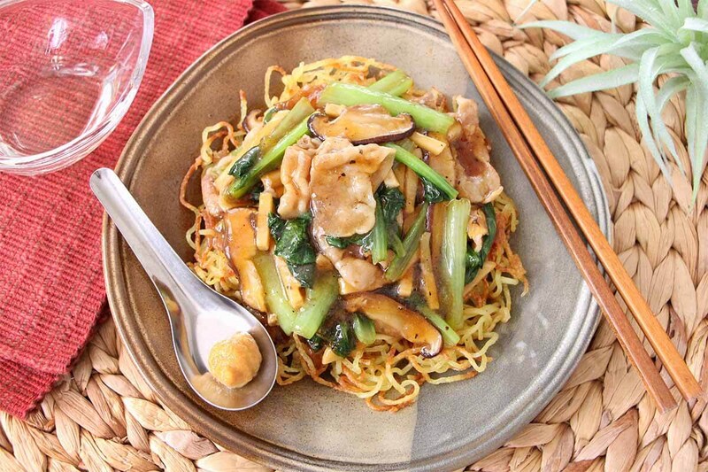 栗原はるみさん「豚肉と小松菜のあんかけ焼きそば」