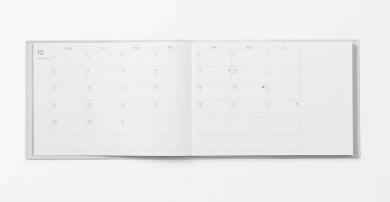 無印良品Ｂ５ハーフサイズスケジュール帳・マンスリー／ウィークリー・２０２５年１２月始まり