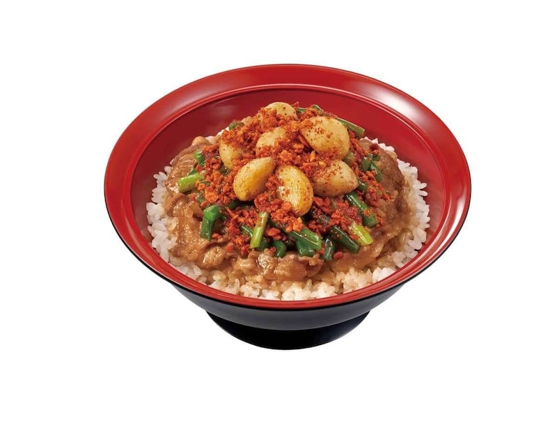 ニンニクの芽牛丼