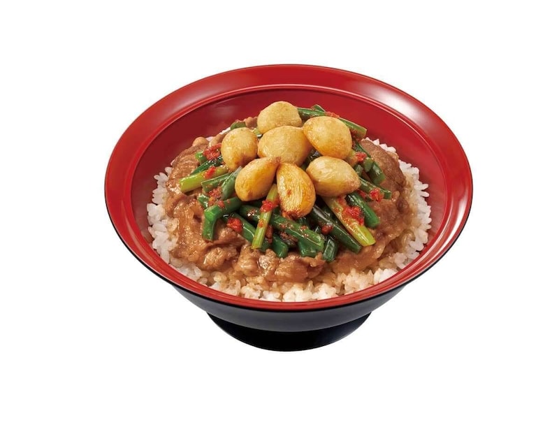 ニンニクの芽牛丼