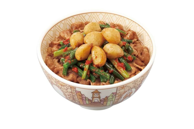 ニンニクの芽牛丼