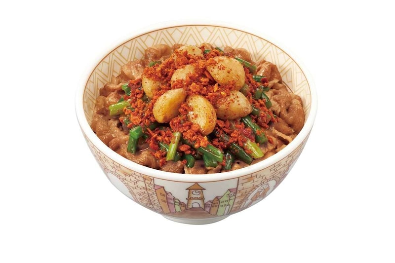 ニンニクの芽牛丼