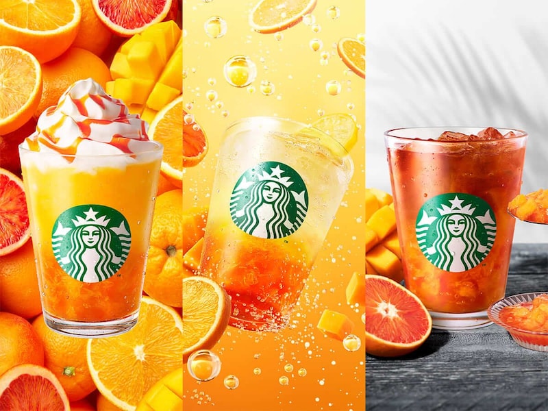 スターバックス、オレンジとマンゴーのコクをぎゅぎゅっと詰め込んだ3種のビバレッジを発売