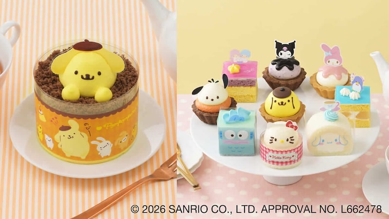 銀座コージーコーナー、ポムポムプリンをイメージしたケーキ「ポムポムプリンのプリン風ケーキ」販売