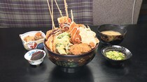 【写真】天ぷらが丼からこぼれちゃってる「バイク丼」　プレート“丸ごと”「おまかせもんじゃ」…ボリュームがハンパない！