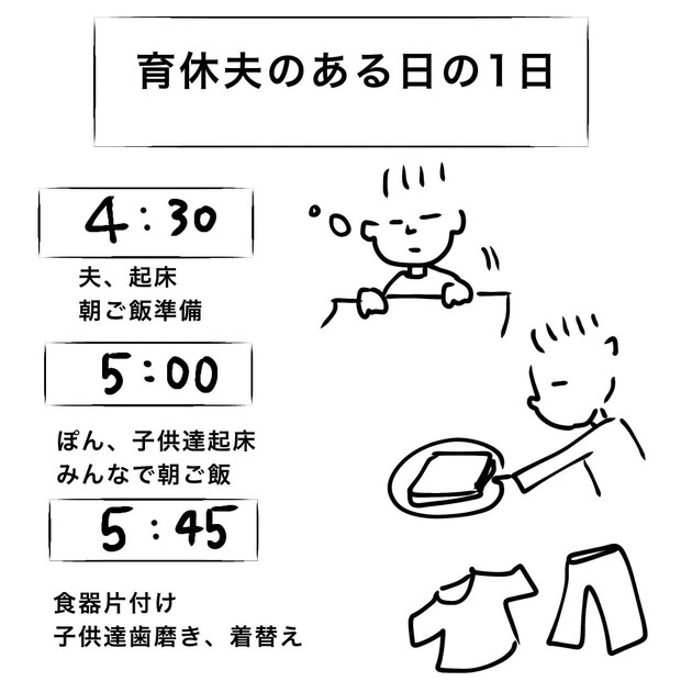 【漫画】「私ばかり…」の孤独が消えた！　第4子で“初育休”を取った夫の姿に「こんなにしてくれるの！？」