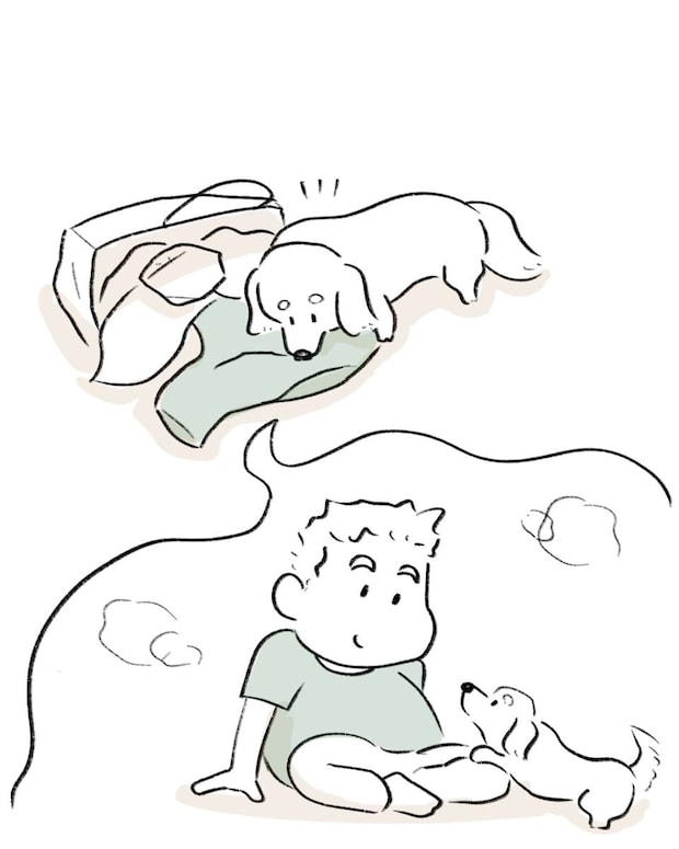 【漫画】半年間、入院している夫の服を持ち帰ったら? 愛犬の行動に2.9万人「絶対泣いちゃう」「一生愛す」