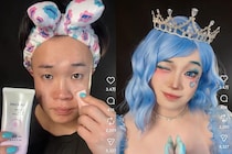 普通のおじさん→メイクで《水色のお姫様》に変身！　驚きの一部始終に3.5万いいね「女の子よりかわいいんだけど」「美しすぎる」