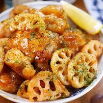 シャキほく食感！タレがからんで絶品「鶏とれんこんのオイバターレモン」