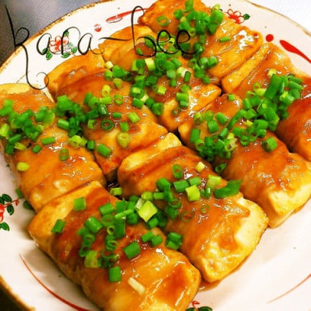 照り焼き味で濃厚＆白米に合う！「豆腐のガッツリ肉巻き」
