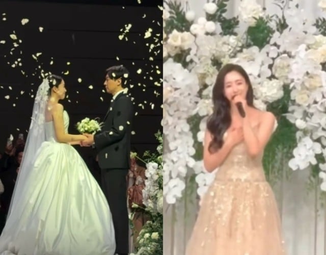 ウンジョン&キム・ビョンウ監督、「T-ARA」メンバーが祝う中で結婚…ハ・ジョンウが祝辞、祝歌は新婦が直接歌った