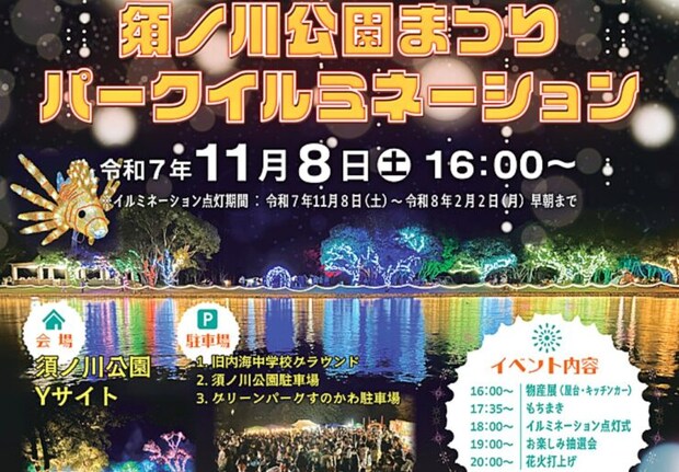 【須ノ川公園まつり パークイルミネーション2025 愛媛/愛南町】イルミネーション×花火が創る幻想的な世界