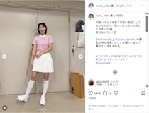 鷲見玲奈、ミニスカのゴルフウェア姿公開！「めっちゃ可愛い～」「美脚」