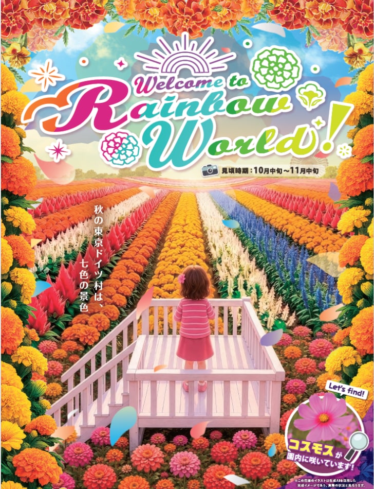 東京ドイツ村に今秋「レインボー花畑」が誕生！10万株超の花々が彩る秋の絶景が登場