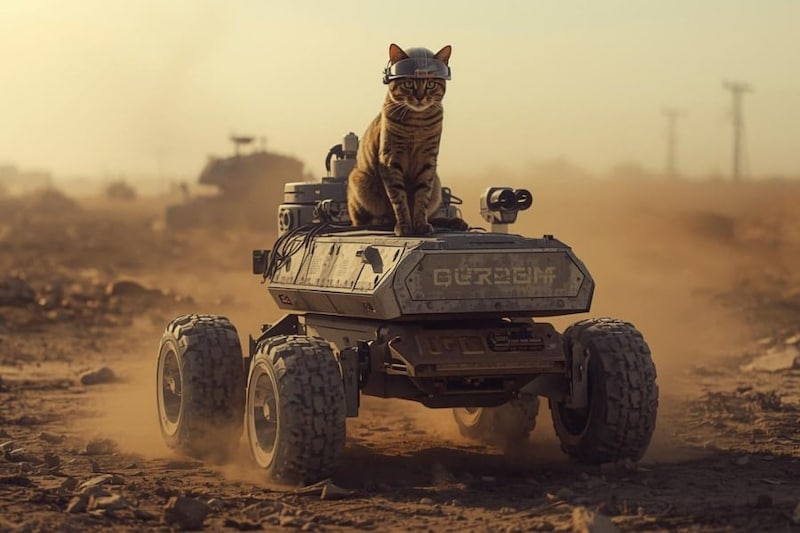 ウクライナ兵士の同志となった猫、無人車両で前線から撤退する