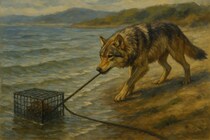 【世界初の映像】オオカミが「カニ漁の罠」を引き上げ餌を盗み取る
