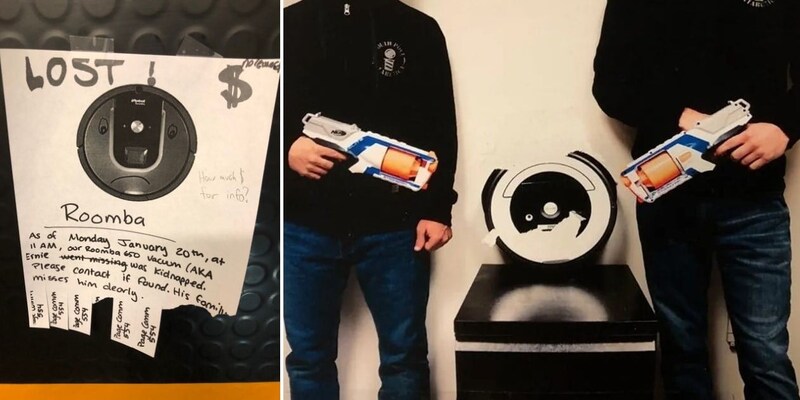 スタッフにイジられる南極基地のルンバ