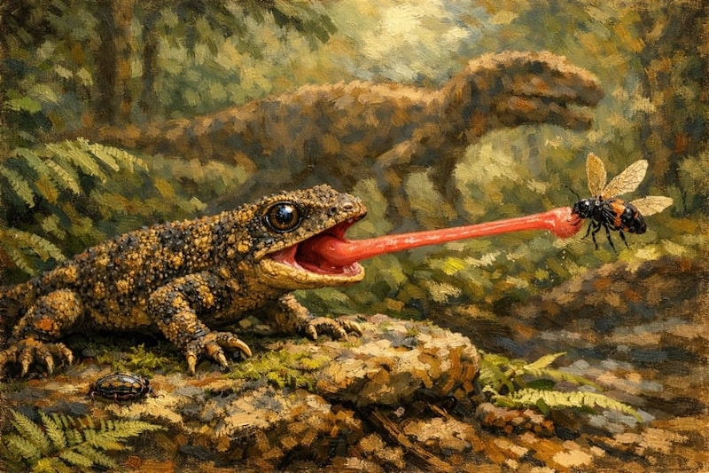 発射式の舌をもつ「ジュラ紀の新種両生類」を発見