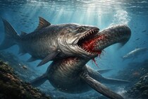 白亜紀の海で「大型捕食者に噛みついた巨大魚」の化石を発見