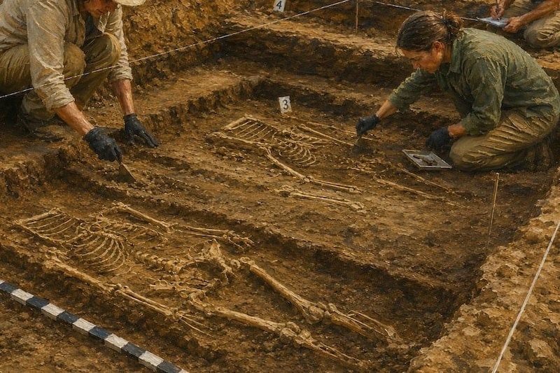 7000年前の「頭のない遺骨」を77体発見、スロバキア