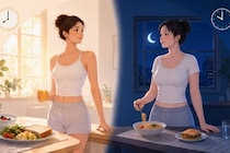 食べる量が同じでも夜型は朝方に比べお腹に脂肪が偏りやすい