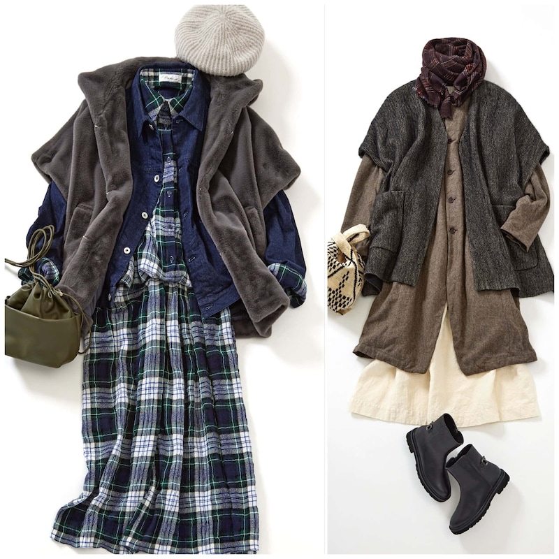 【50代のおしゃれ】 冬の寒暖差にもアウター級ジレが大活躍! 人気スタイリストの重ね着コーデ