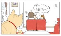 猫マンガ『ねころびもひとしお』第49話『かまって!! もっと遊んで～!!』（喫茶店の猫）