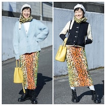 【１週間コーデ】レオパ柄スカートをニット＆ スカジャンでスタイルアップ！冬の着まわしテク～〈金曜日〉#015 Miho Aida～