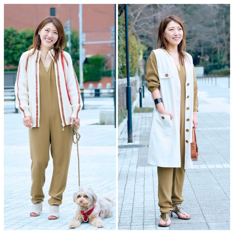 【１週間コーデ】旬のオールインワンは２通りで着まわし ブルゾンでカジュアル、ジレできれいめに～〈金曜日〉#018  Mariko Kuriya～